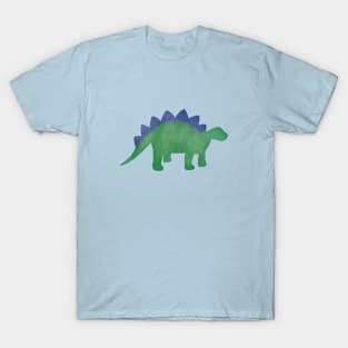 watercolor stegosaurus dinosaur - green and blue T-Shirt